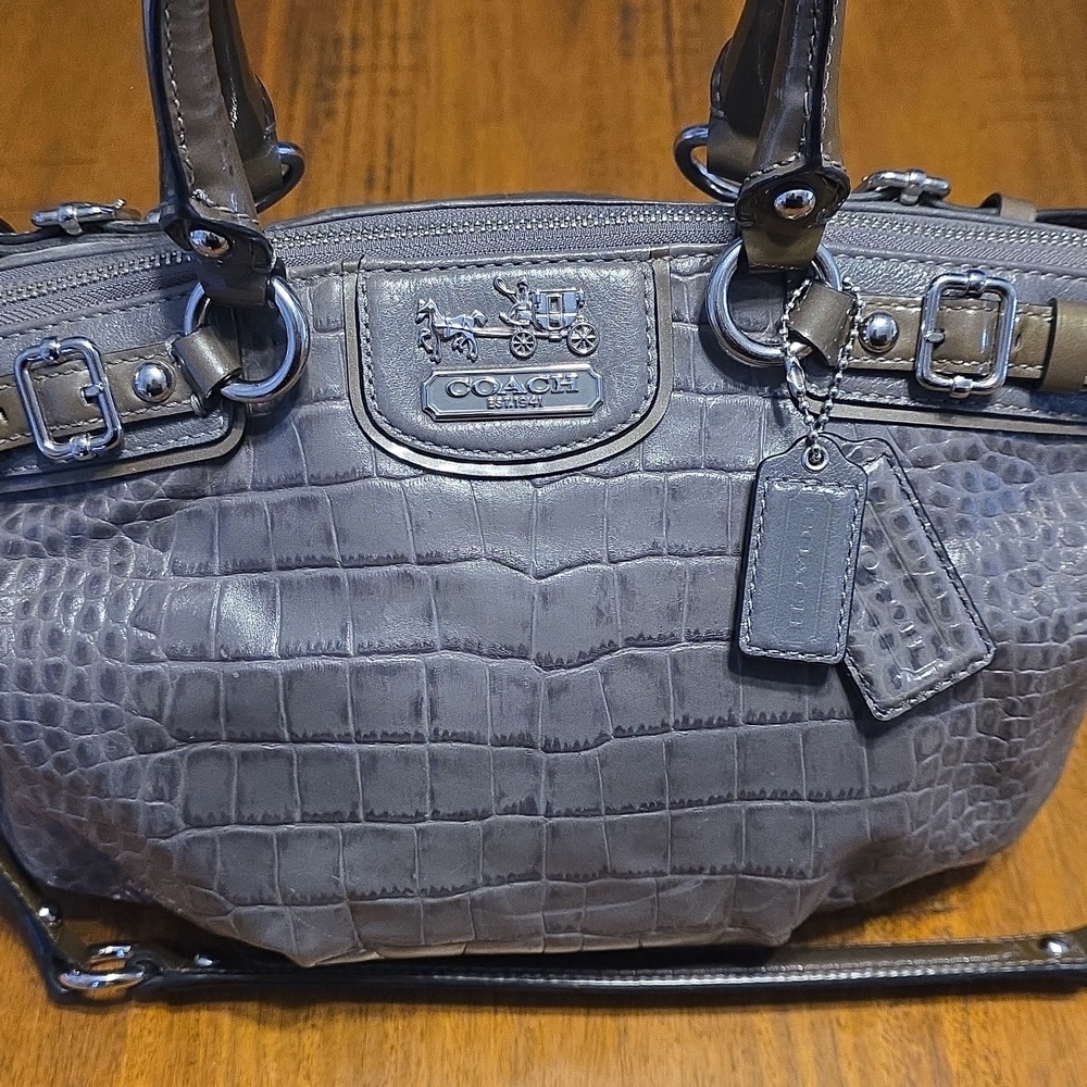 Coach Madison Crocodile Embossed Leather Satchel - Picture 2 of 16